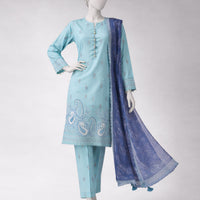 Lawn Multicolor Unstitched Suit - J. Junaid Jamshed