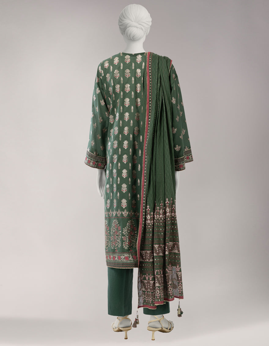 Lawn Green Unstitched Suit - J. Junaid Jamshed