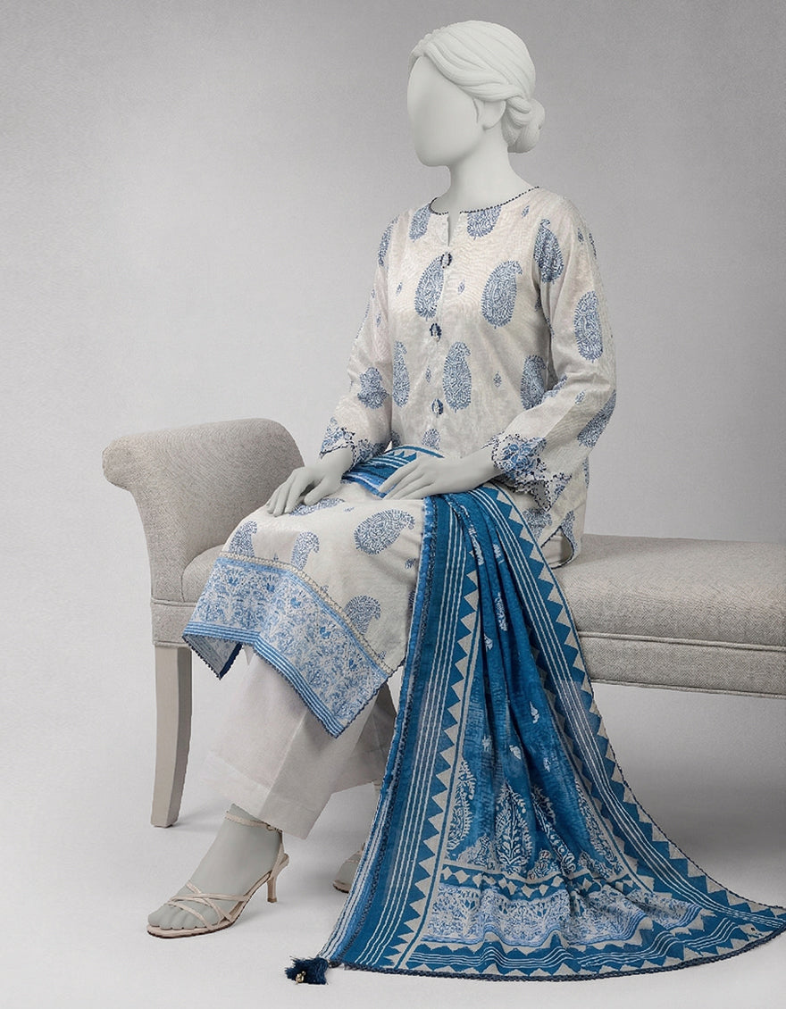 Lawn Multicolor Unstitched Suit - J. Junaid Jamshed