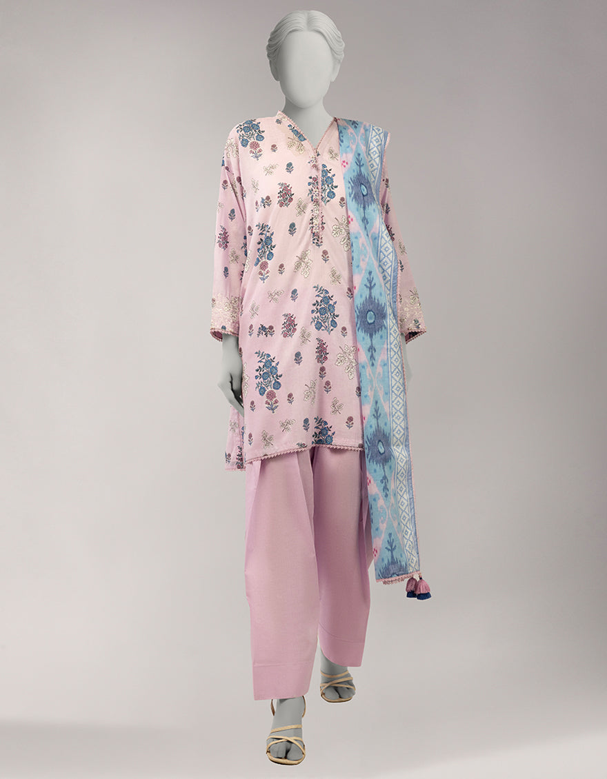 Lawn Multicolor Unstitched Suit - J. Junaid Jamshed