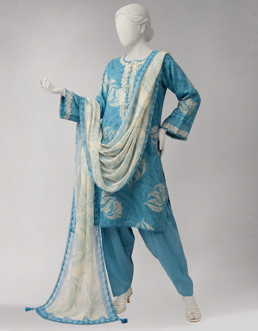 Lawn Multicolor Unstitched Suit - J. Junaid Jamshed