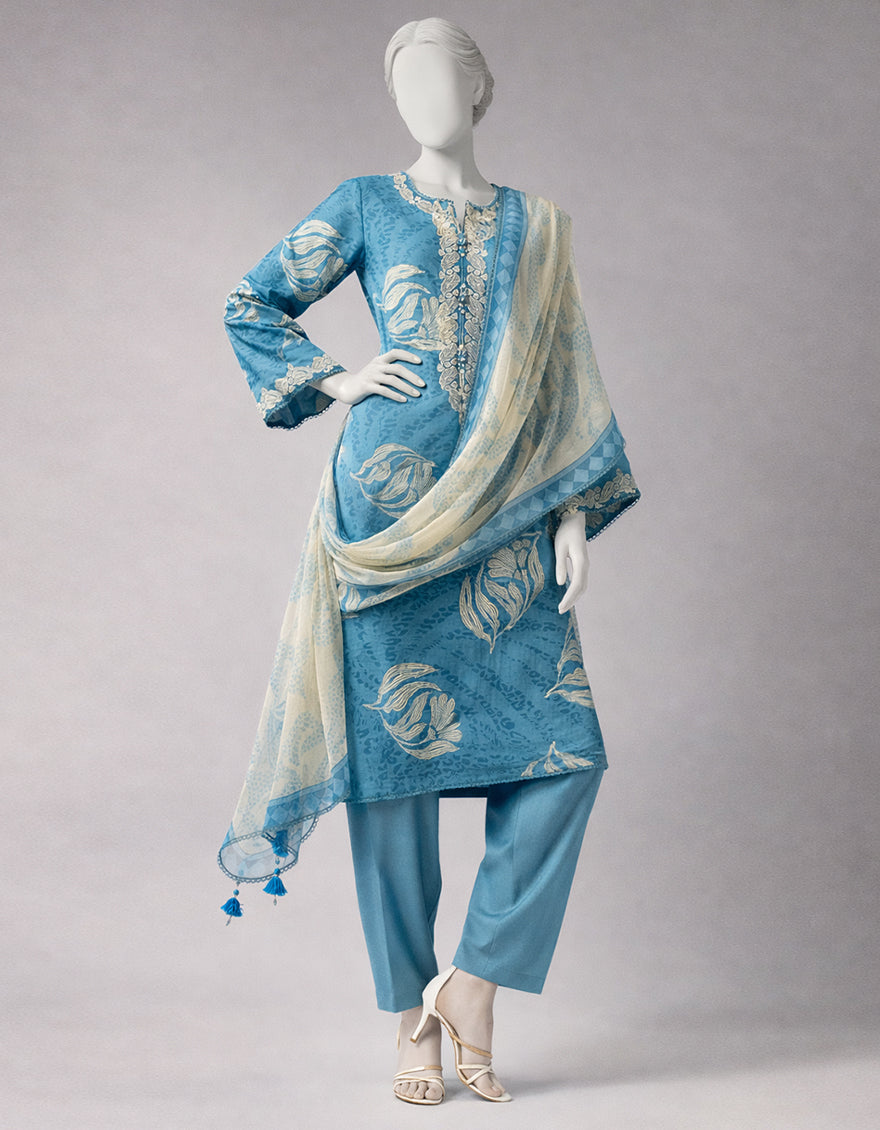 Lawn Multicolor Unstitched Suit - J. Junaid Jamshed