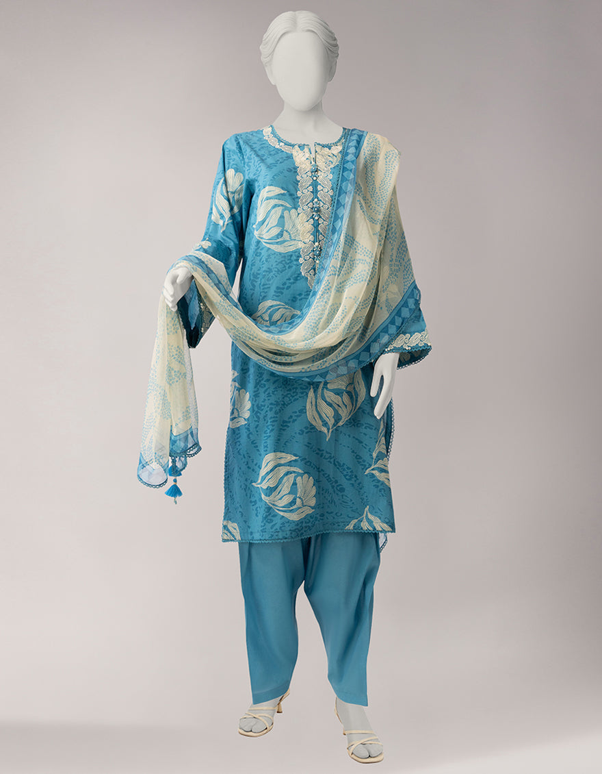 Lawn Multicolor Unstitched Suit - J. Junaid Jamshed