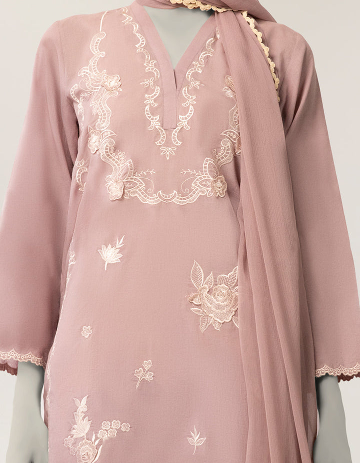 Dobby Pink Stitched Suit - J. Junaid Jamshed