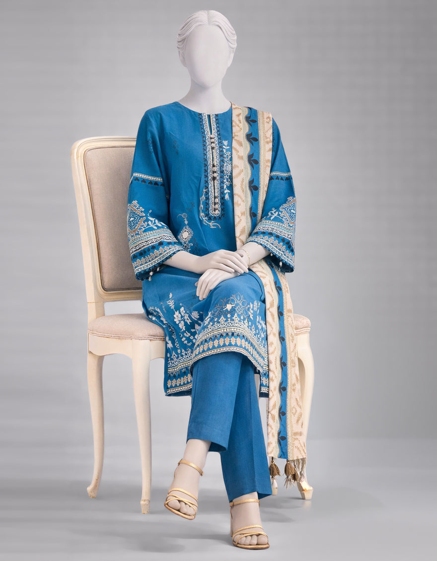 Lawn Multicolor Unstitched Suit - J. Junaid Jamshed