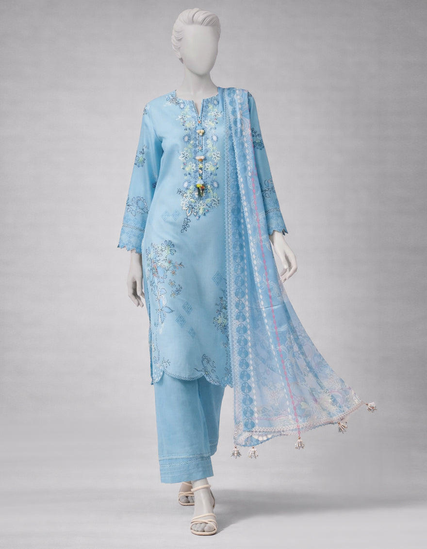 Lawn Multicolor Unstitched Suit - J. Junaid Jamshed