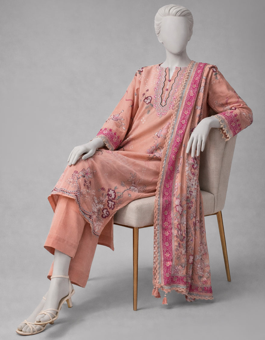 Lawn Multicolor Unstitched Suit - J. Junaid Jamshed