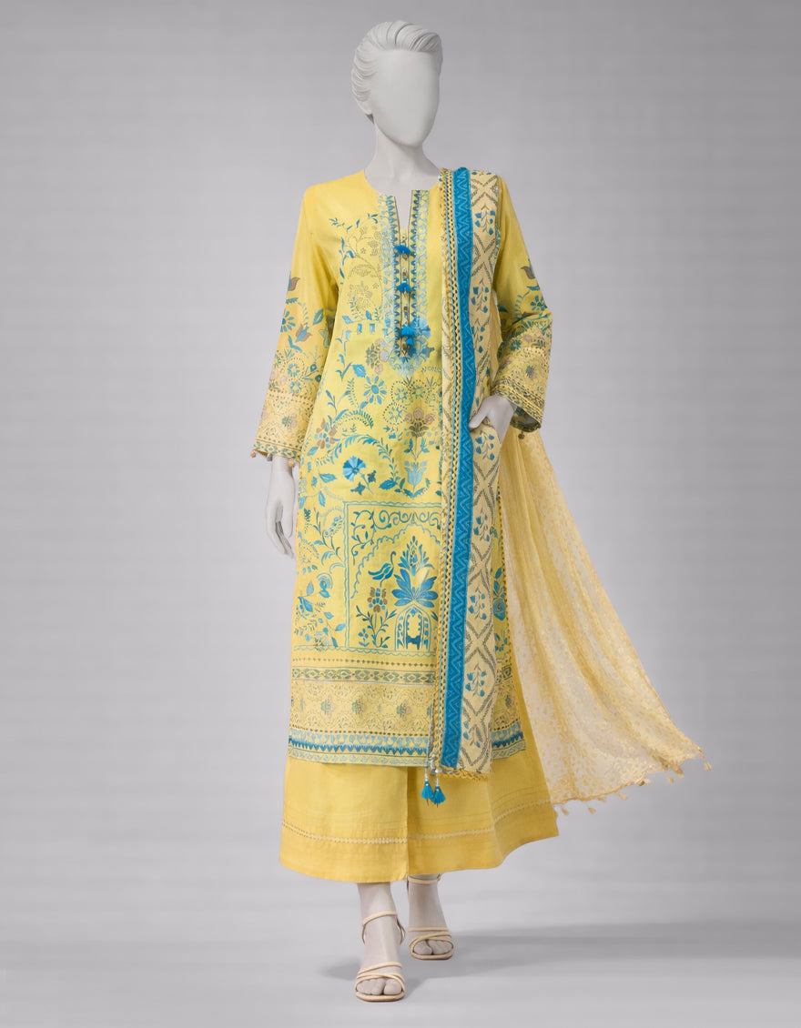 Lawn Multicolor Unstitched Suit - J. Junaid Jamshed