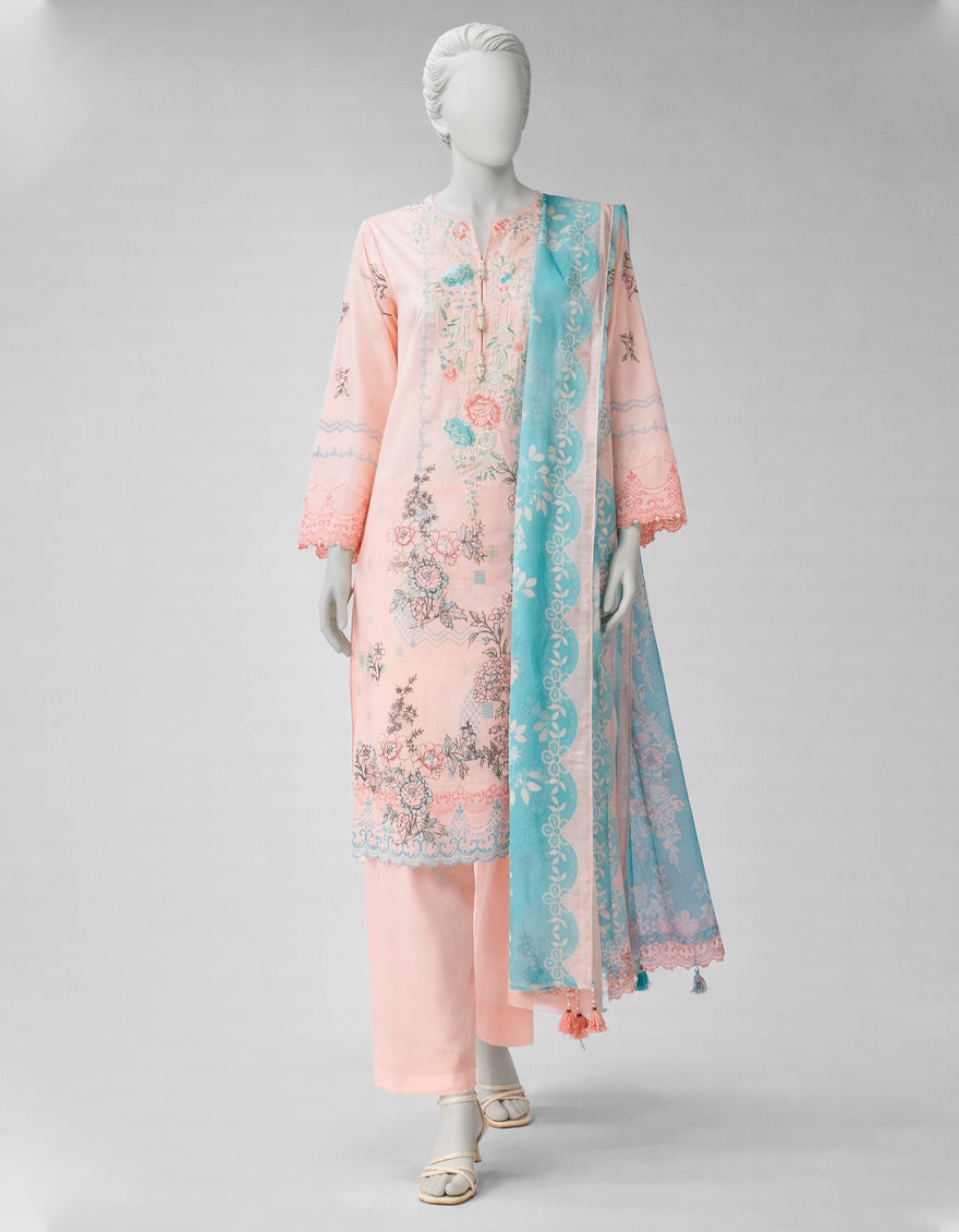 Lawn Multicolor Unstitched Suit - J. Junaid Jamshed