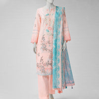 Lawn Multicolor Unstitched Suit - J. Junaid Jamshed