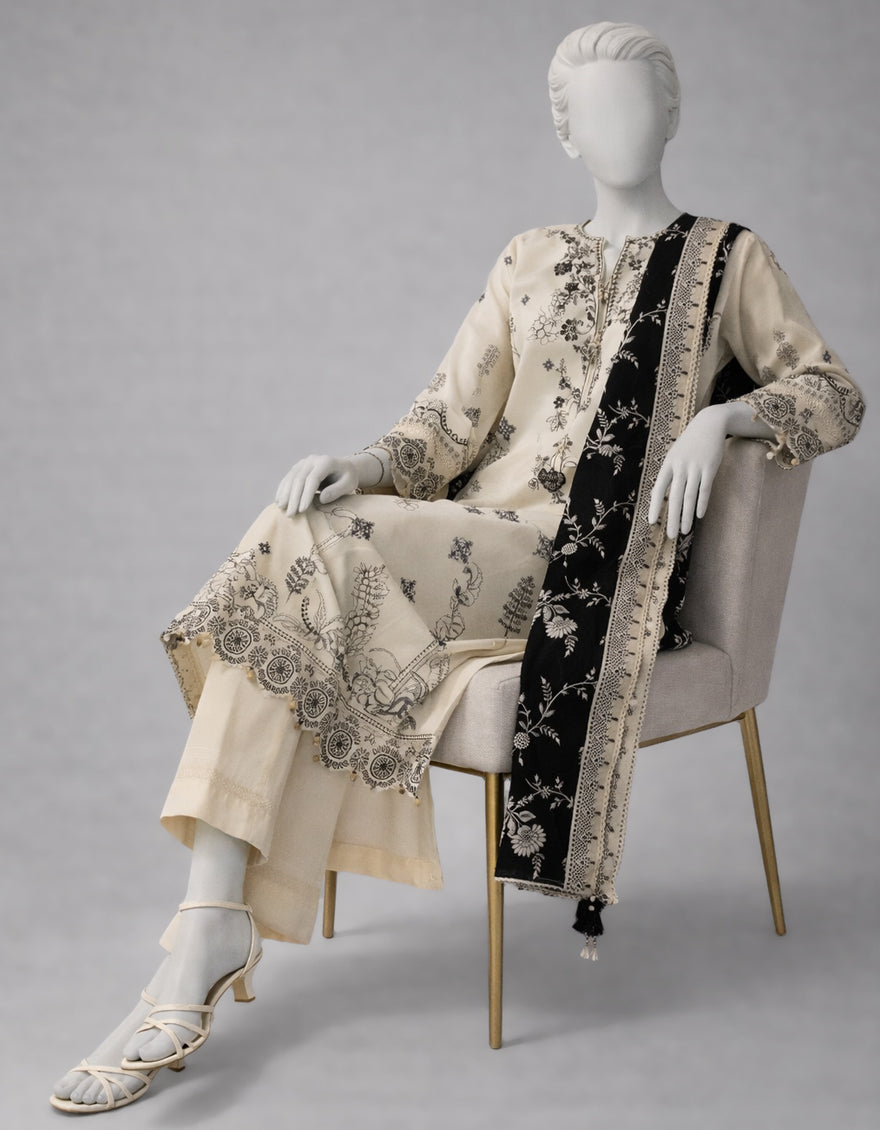 Lawn Multicolor Unstitched Suit - J. Junaid Jamshed