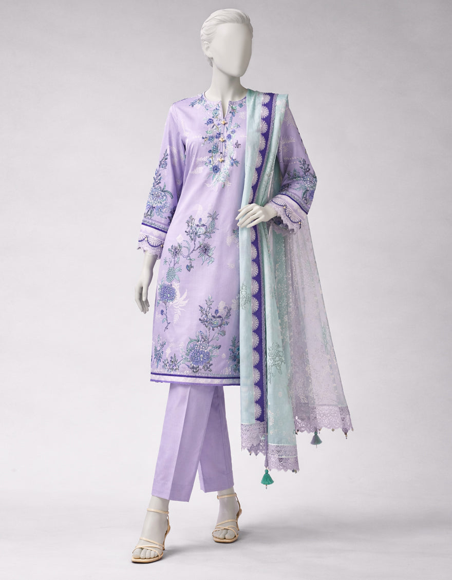 Lawn Multicolor Unstitched Suit - J. Junaid Jamshed