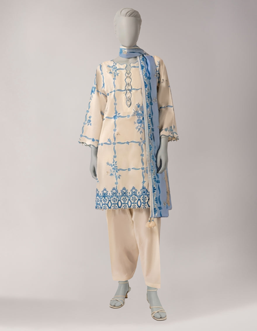 Lawn Multicolor Unstitched Suit - J. Junaid Jamshed