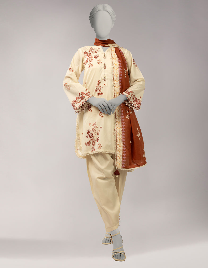 Lawn Multicolor Unstitched Suit - J. Junaid Jamshed