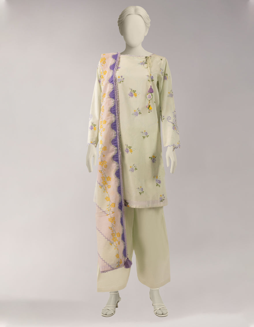 Lawn Multicolor Unstitched Suit - J. Junaid Jamshed