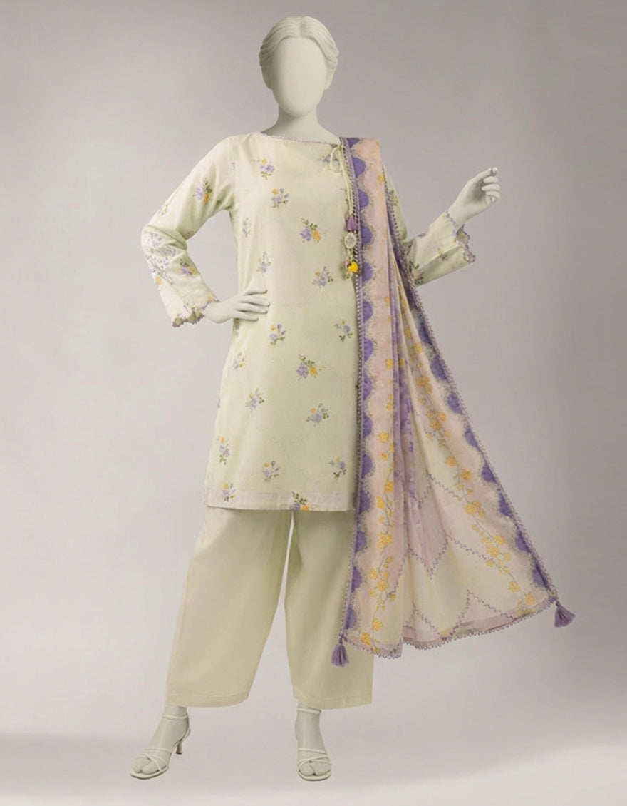 Lawn Multicolor Unstitched Suit - J. Junaid Jamshed
