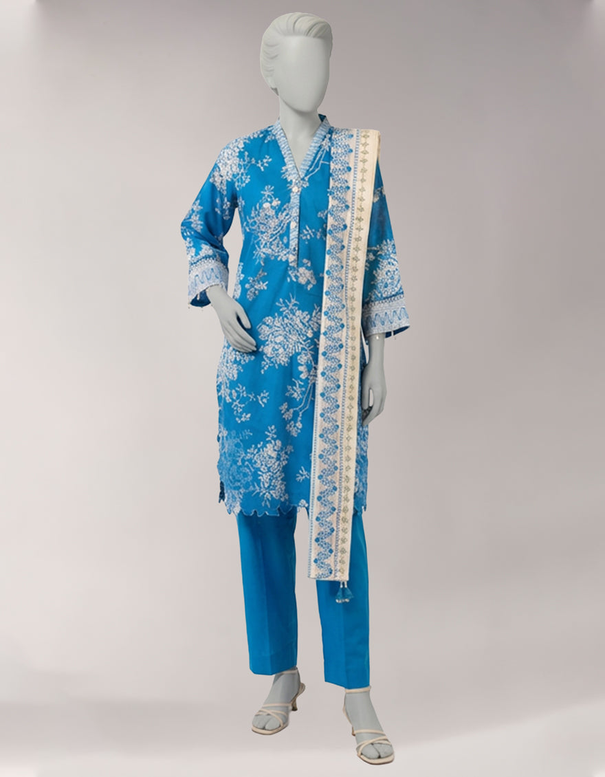 Lawn Multicolor Unstitched Suit - J. Junaid Jamshed