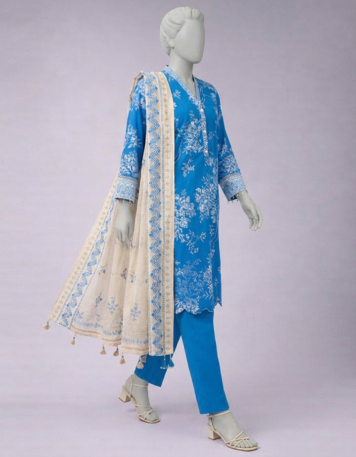 Lawn Multicolor Unstitched Suit - J. Junaid Jamshed