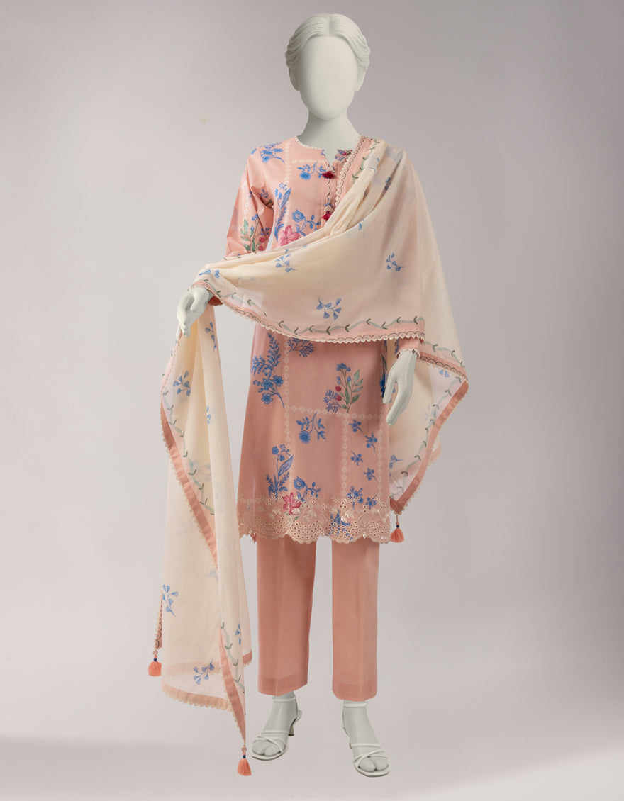 Lawn Multicolor Unstitched Suit - J. Junaid Jamshed