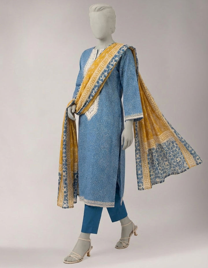 Lawn Multicolor Unstitched Suit - J. Junaid Jamshed