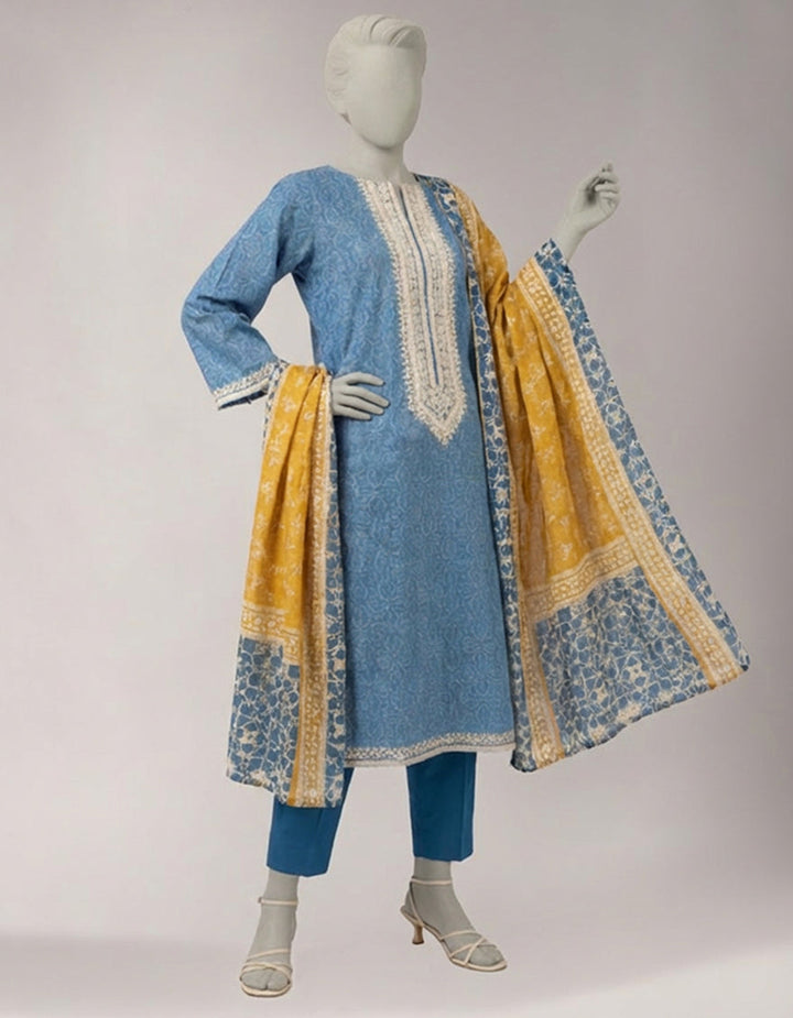 Lawn Multicolor Unstitched Suit - J. Junaid Jamshed
