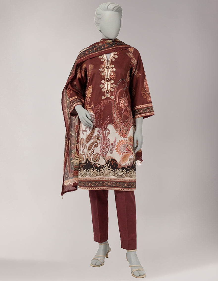 Lawn Multicolor Unstitched Suit - J. Junaid Jamshed