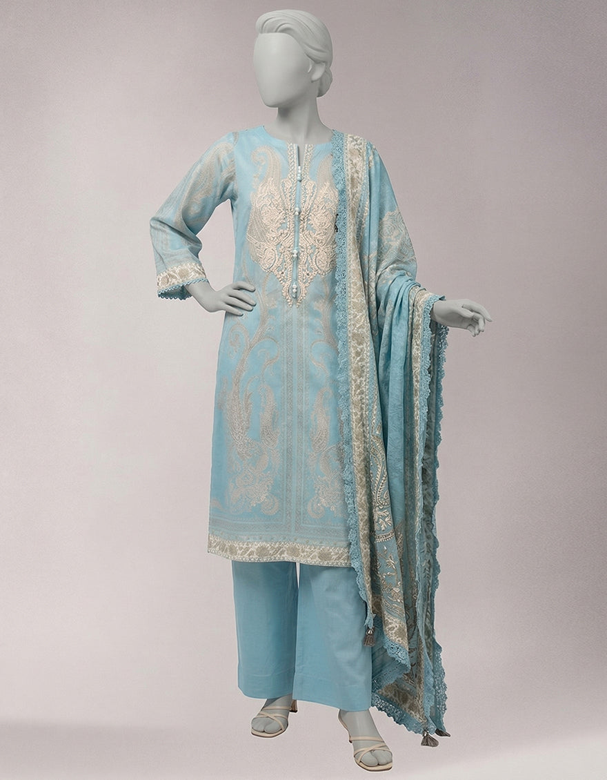 Lawn Multicolor Unstitched Suit - J. Junaid Jamshed
