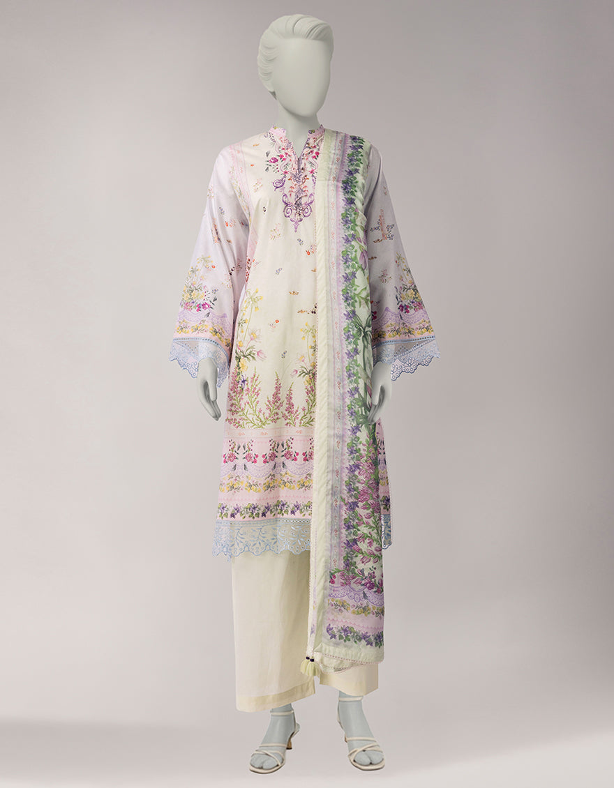 Lawn Multicolor Unstitched Suit - J. Junaid Jamshed