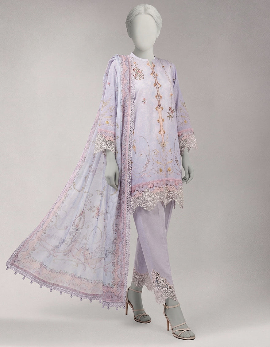 Lawn Multicolor Unstitched Suit - J. Junaid Jamshed