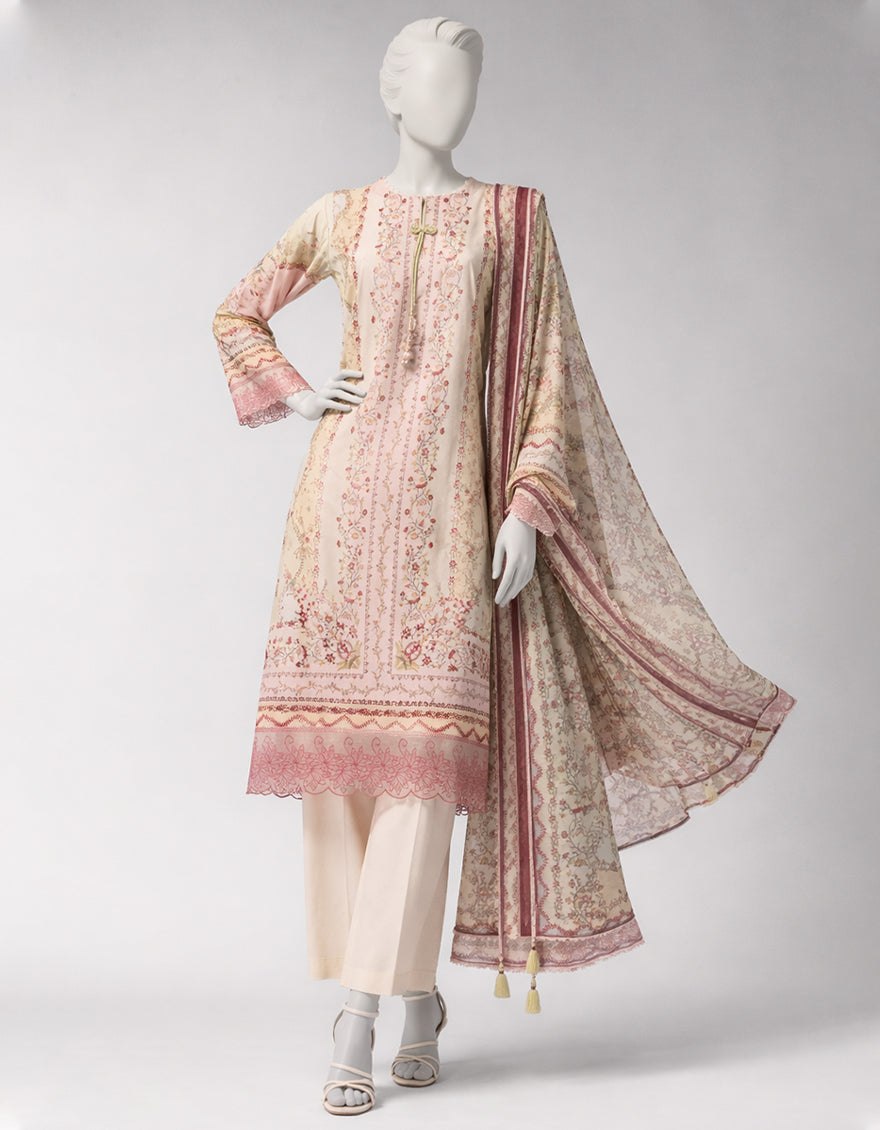 Lawn Multicolor Unstitched Suit - J. Junaid Jamshed