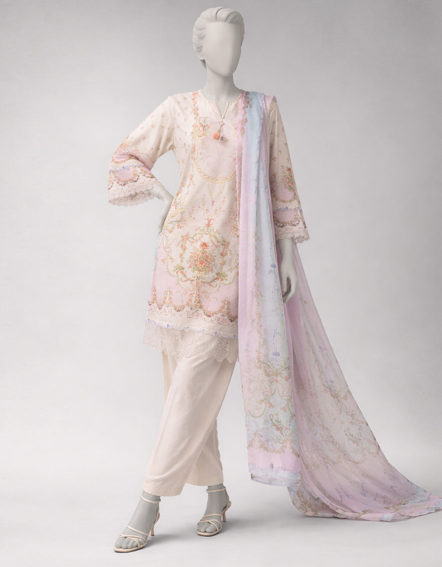 Lawn Multicolor Unstitched Suit - J. Junaid Jamshed