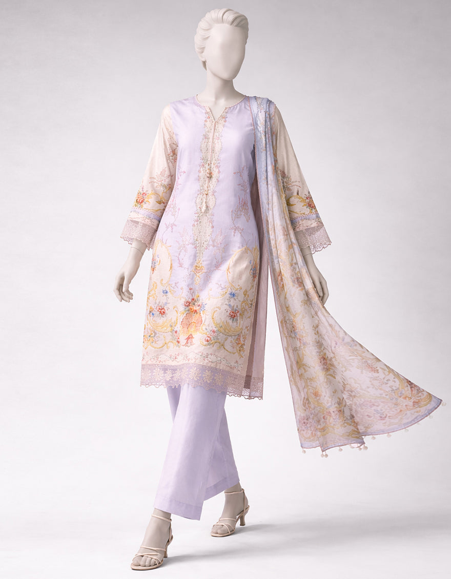 Lawn Multicolor Unstitched Suit - J. Junaid Jamshed