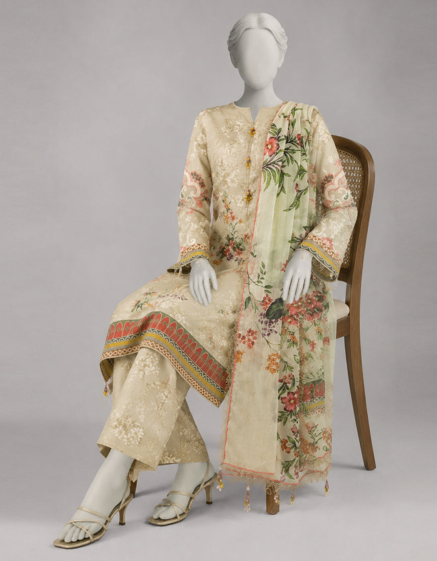 Lawn Multicolor Unstitched Suit - J. Junaid Jamshed