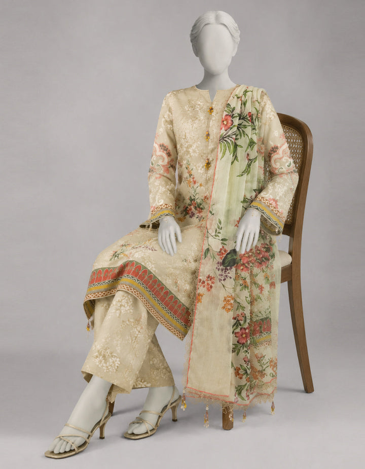 Lawn Multicolor Unstitched Suit - J. Junaid Jamshed