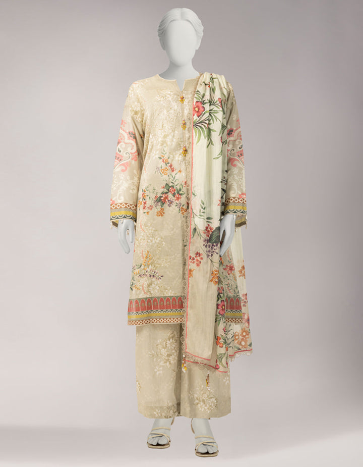 Lawn Multicolor Unstitched Suit - J. Junaid Jamshed