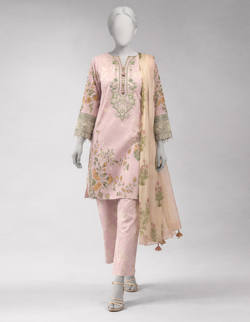 Lawn Multicolor Unstitched Suit - J. Junaid Jamshed