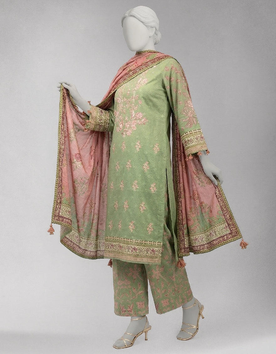 Lawn Multicolor Unstitched Suit - J. Junaid Jamshed