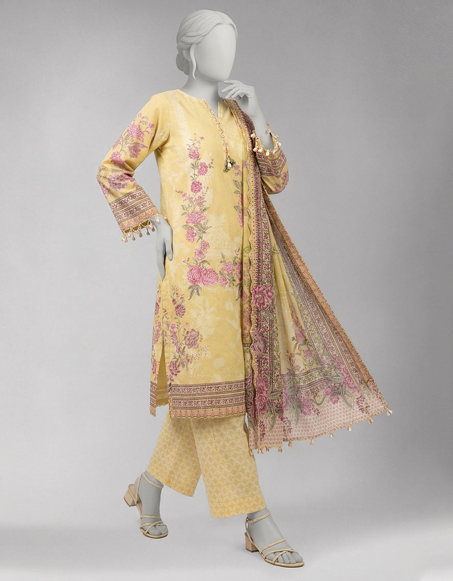 Lawn Multicolor Unstitched Suit - J. Junaid Jamshed