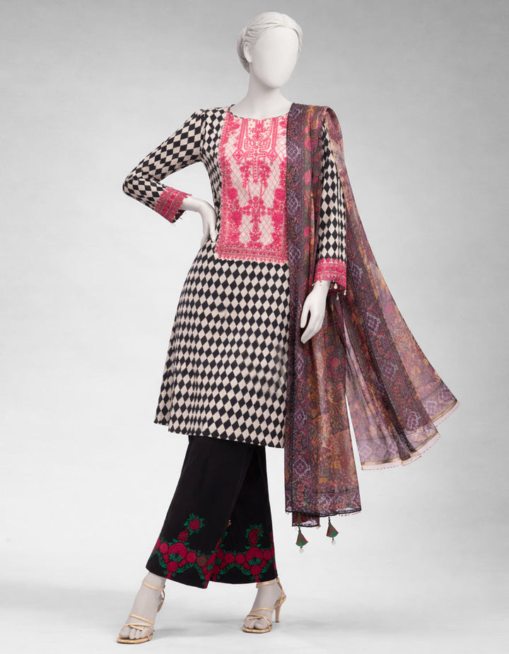 Lawn Multicolor Unstitched Suit - J. Junaid Jamshed