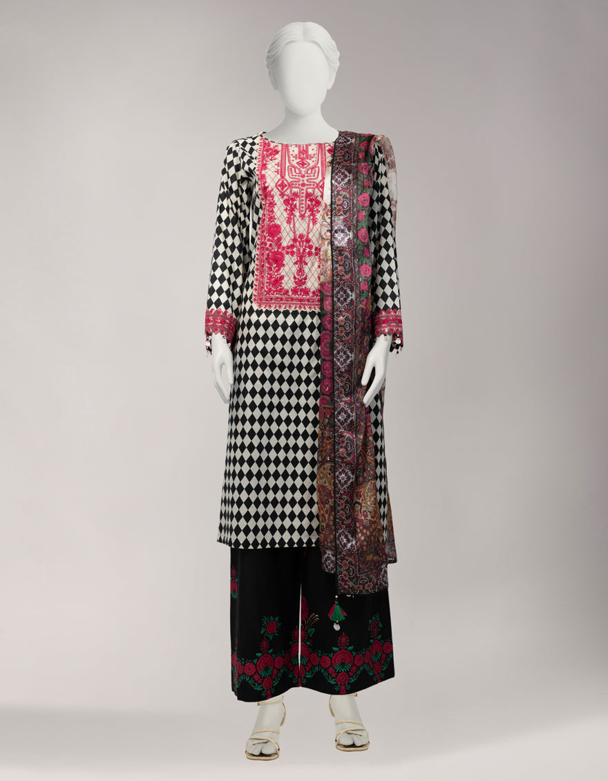 Lawn Multicolor Unstitched Suit - J. Junaid Jamshed