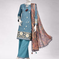 Lawn Multicolor Unstitched Suit - J. Junaid Jamshed