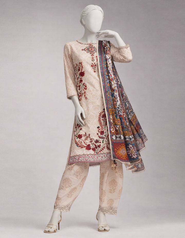 Lawn Multicolor Unstitched Suit - J. Junaid Jamshed
