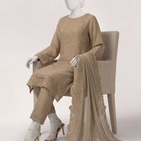 Raw Silk Golden Stitched Suit - J. Junaid Jamshed