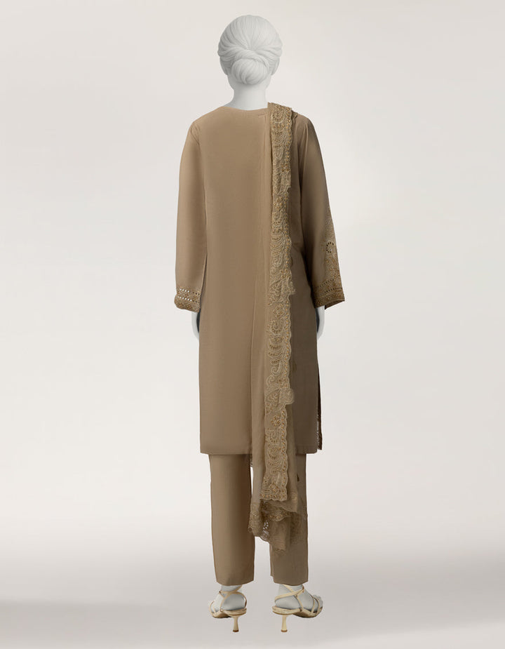 Raw Silk Golden Stitched Suit - J. Junaid Jamshed