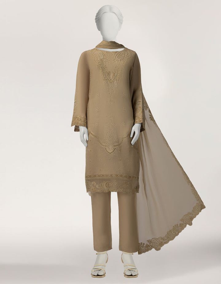Raw Silk Golden Stitched Suit - J. Junaid Jamshed