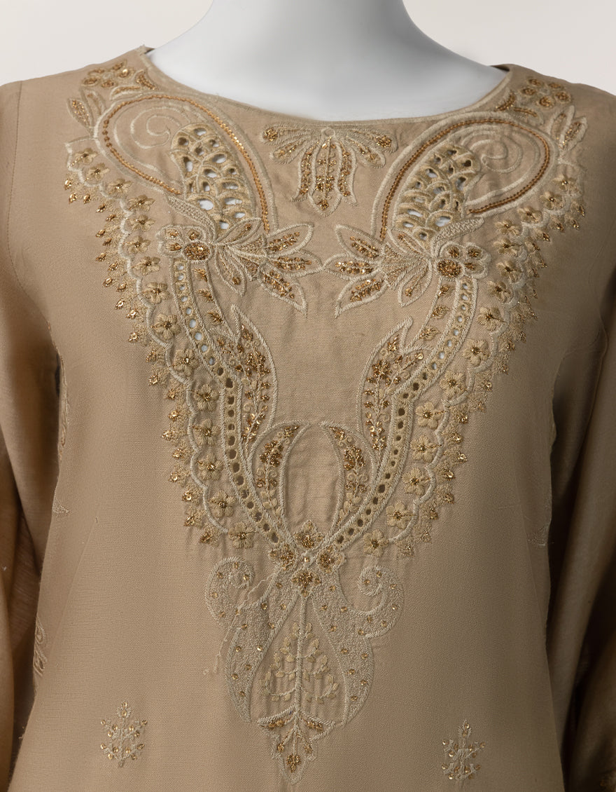 Raw Silk Golden Stitched Suit - J. Junaid Jamshed