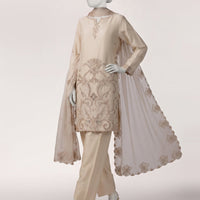 Raw Silk Off White Stitched Suit - J. Junaid Jamshed