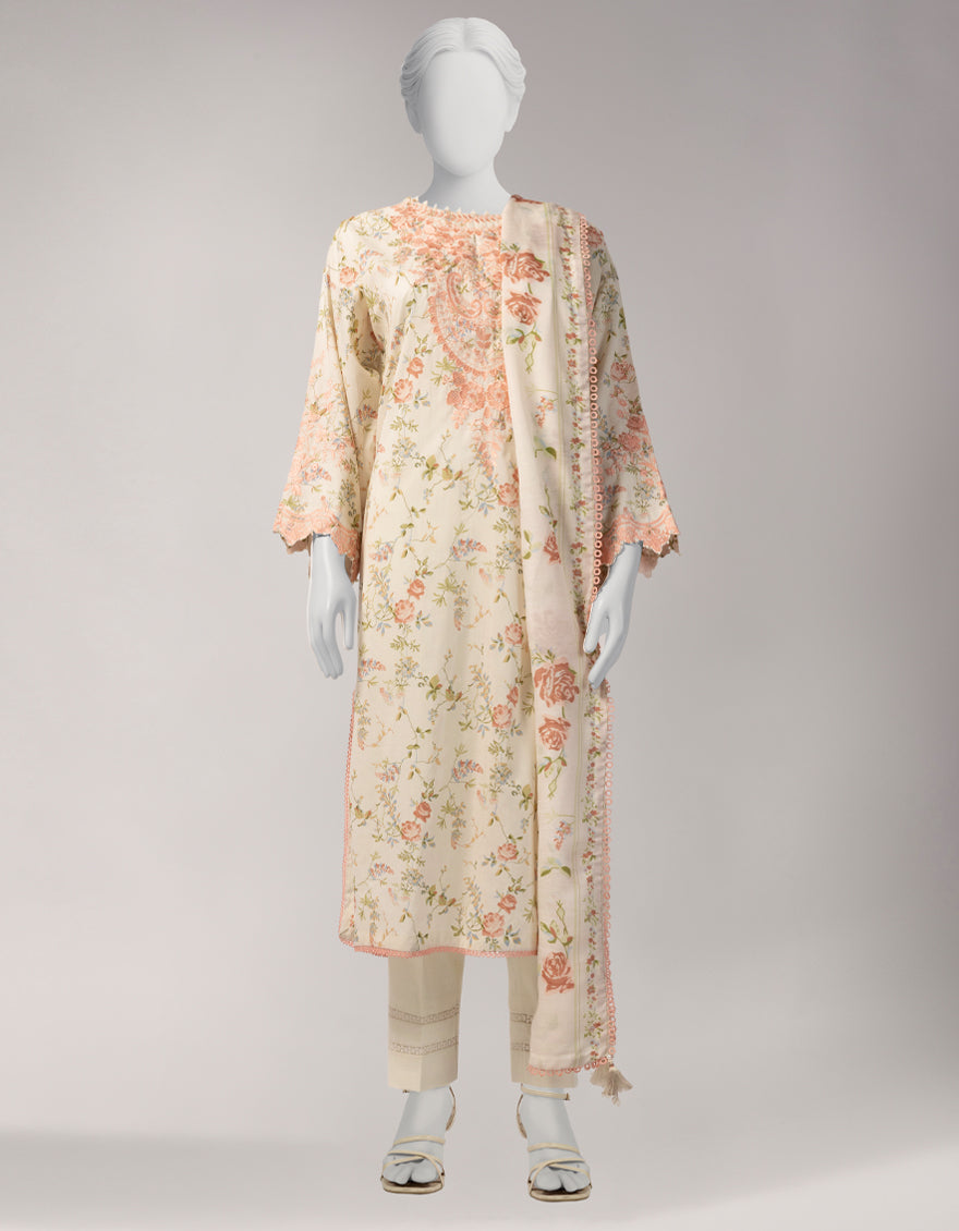 Lawn Multicolor Unstitched Suit - J. Junaid Jamshed