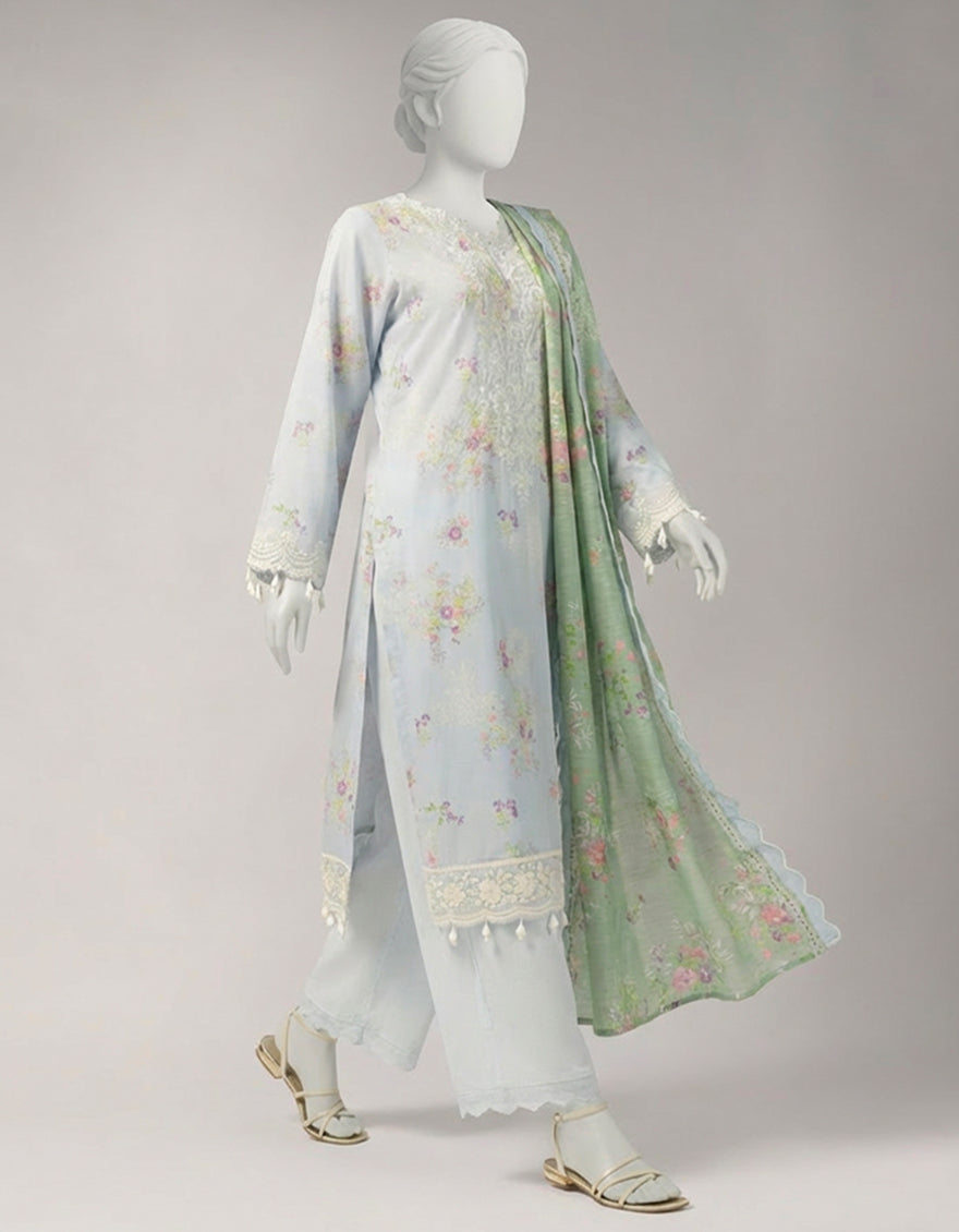 Lawn Multicolor Unstitched Suit - J. Junaid Jamshed