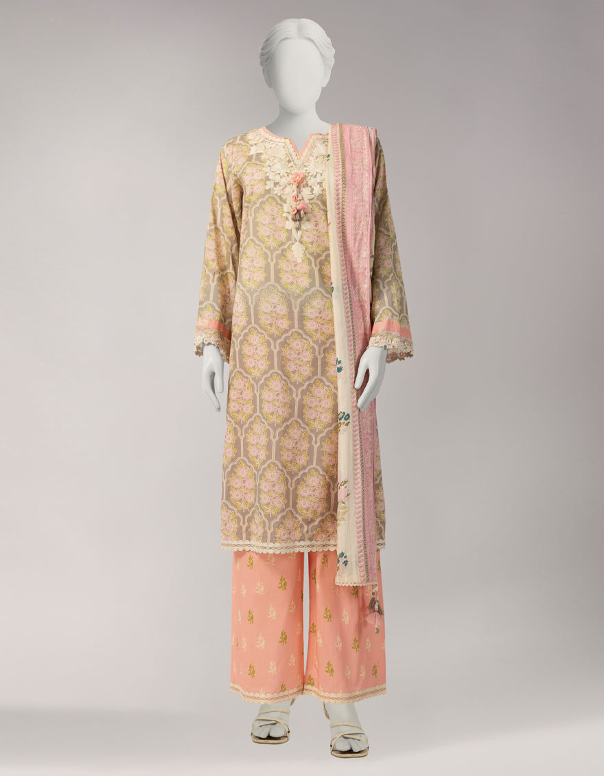 Lawn Multicolor Unstitched Suit - J. Junaid Jamshed